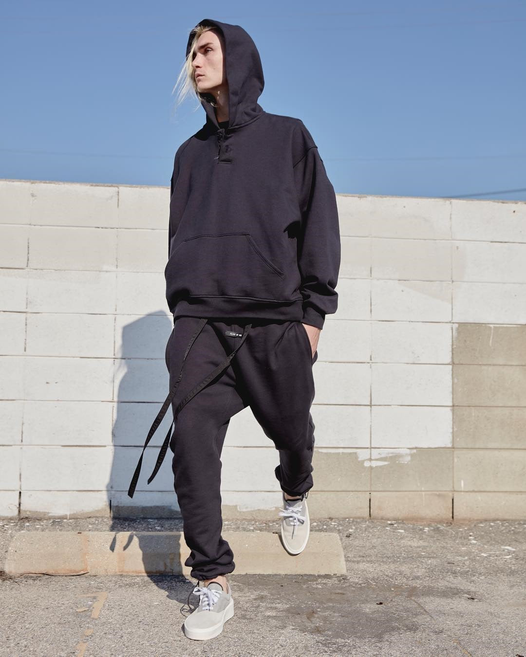 High Street Lengthened Drawstring Pants Fog Retro