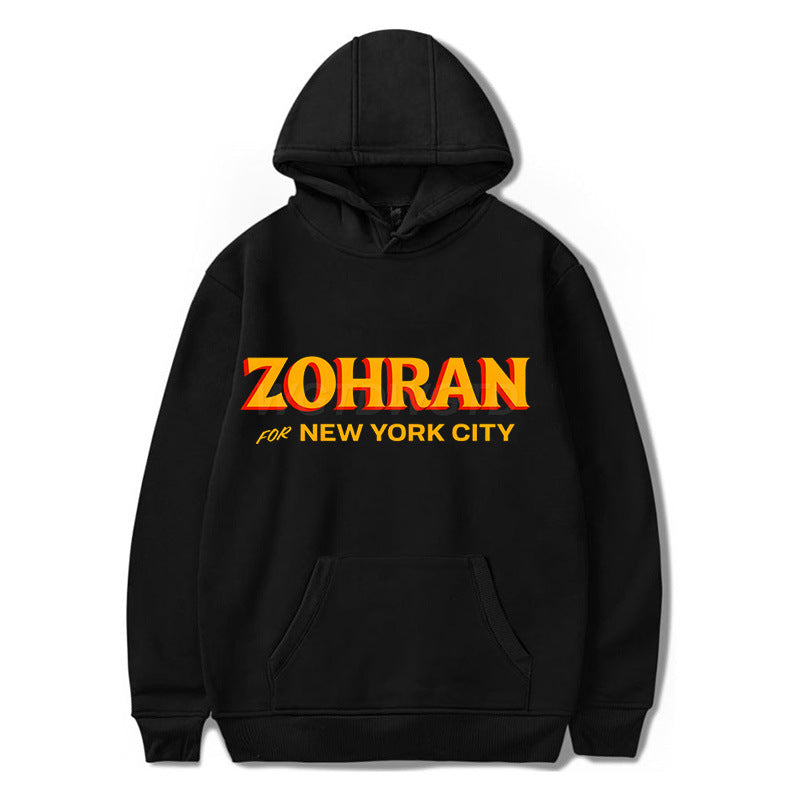 Zohran Printed Hoodie Autumn And Winter Fleece Sweatshirt