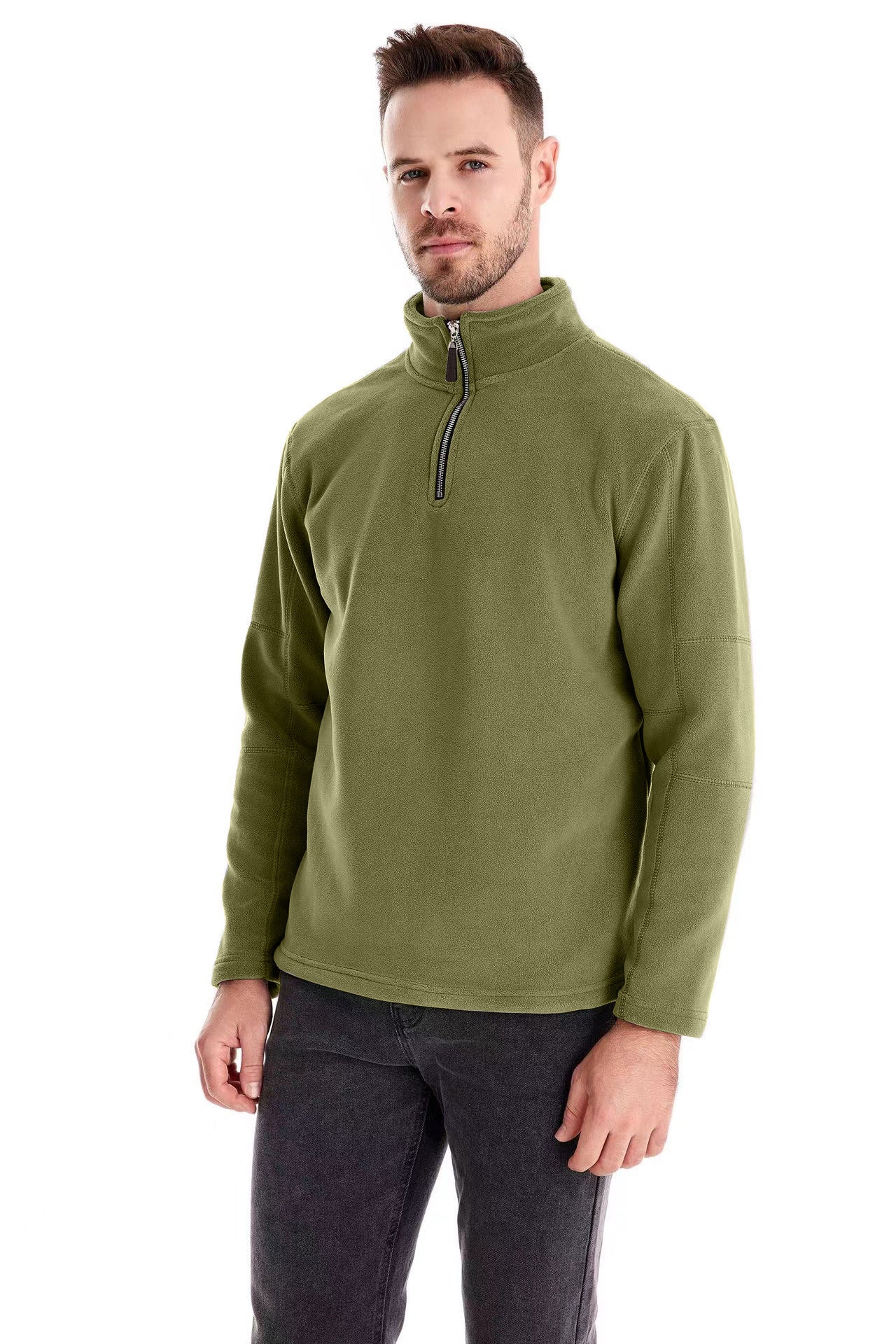 Men's Lambswool Padded Thickened Stand-Up Collar Sweater Top