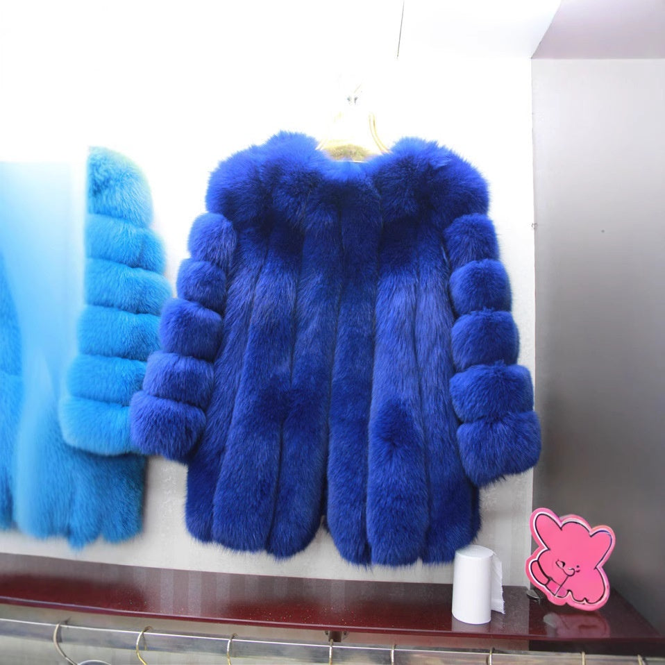 Fox Fur Mid-length Coat For Women