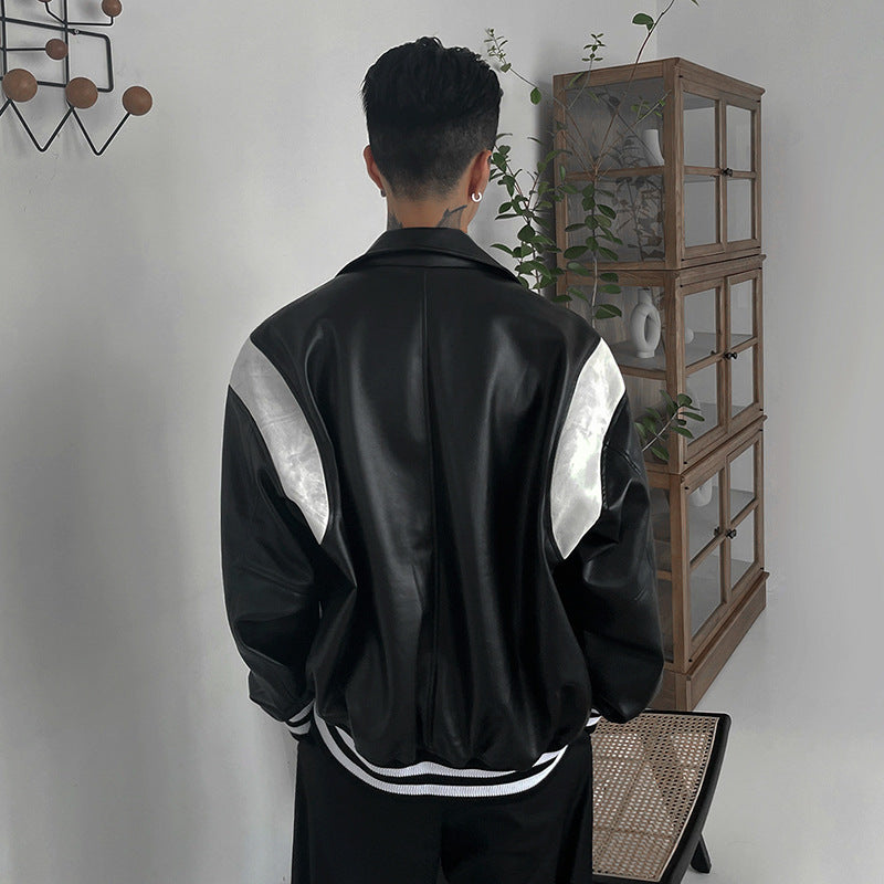 Han Fan GD G-Dragon Plankton Shuai Jacket Men's Spring Clothes Baseball Clothes Spell Color Pu Leather