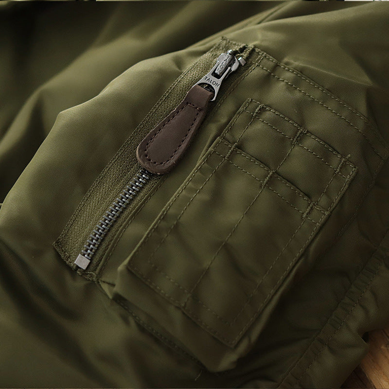 Jacket Men's Retro Short Thick Fur Collar