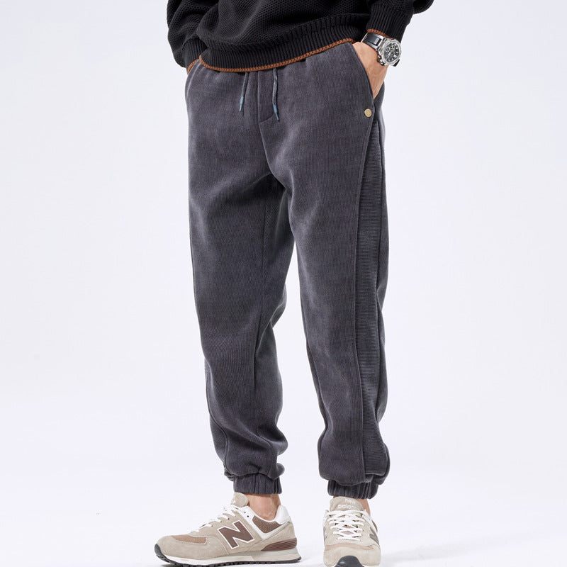 Autumn And Winter Ankle-tied Japanese Corduroy Retro Casual Sports Pants Men