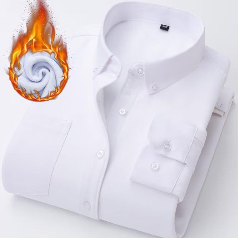 Oxford Flannel Long-sleeve Casual Brushed Fleece-lined Thick Warm Shirt