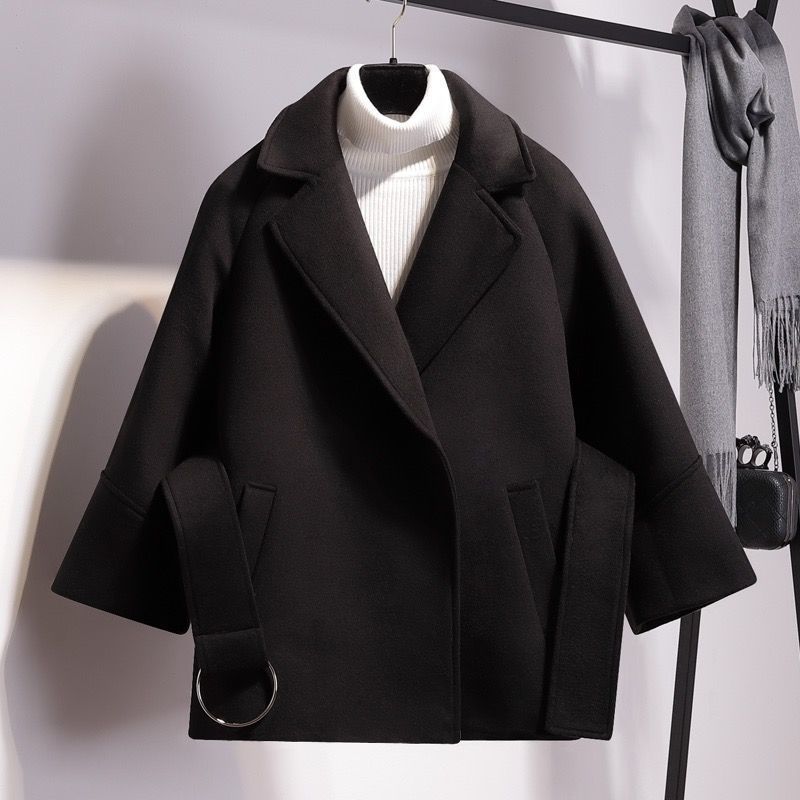 Women's Loose Wool Lightly Mature Waist Trimming Short Coat