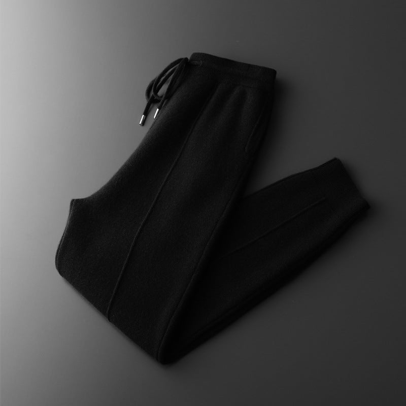 Men's Wool Mid-Seam Knitted Warm Cuffed Pants For Spring And Autumn Business Casual Wear
