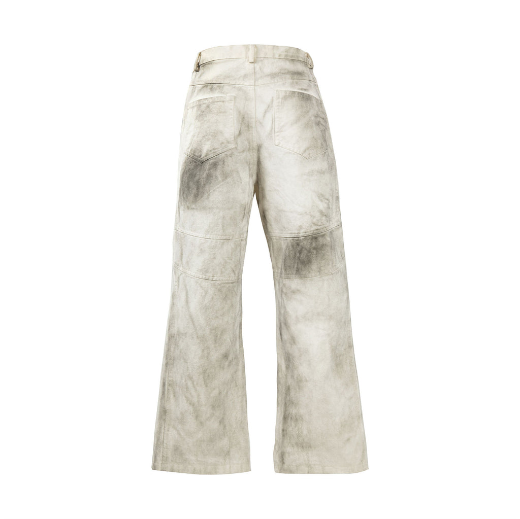 Washed Old Color Pleated Stitching Straight Cargo Loose Trousers