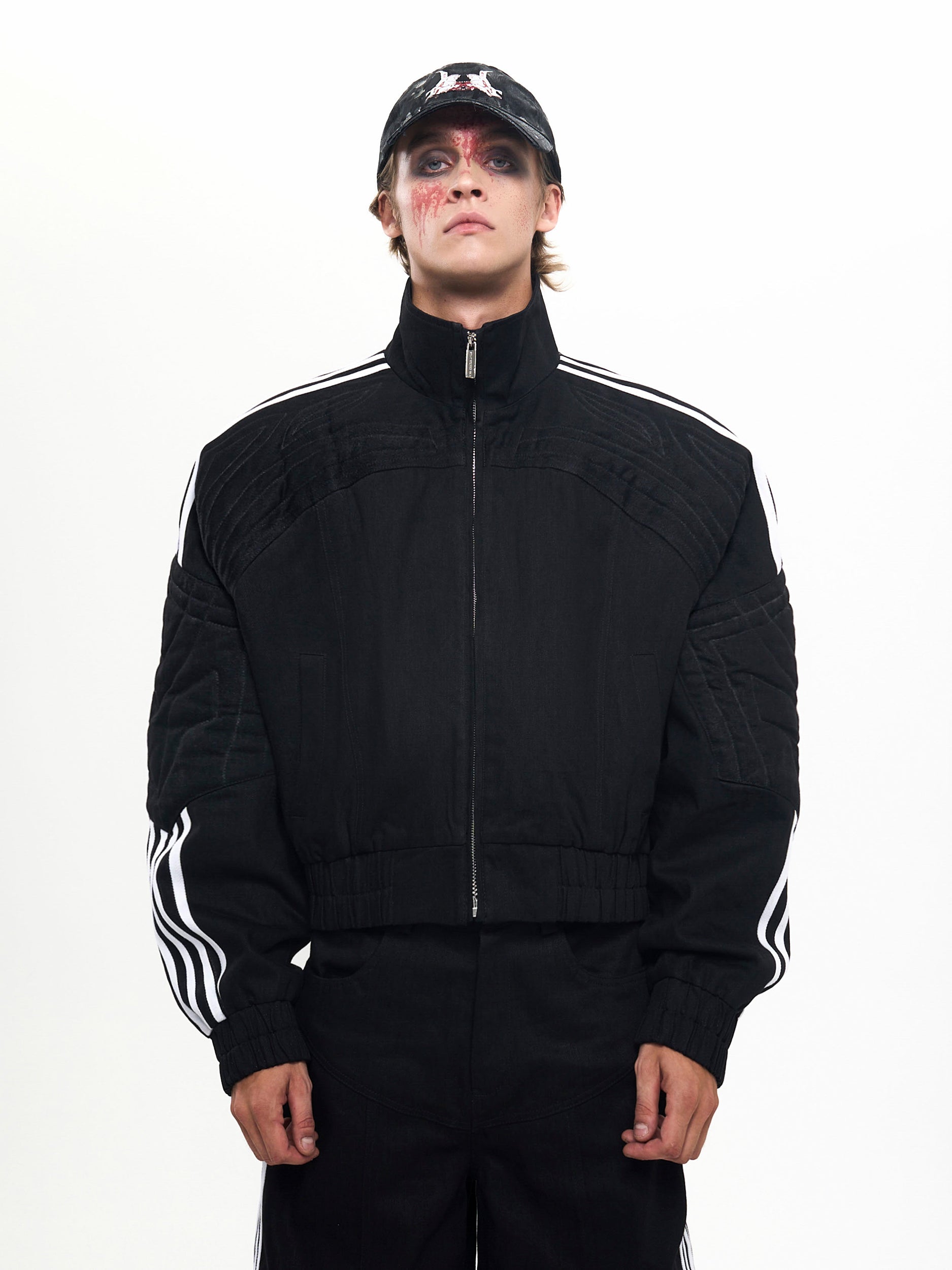 Men's Early Autumn Patchwork Stand-up Collar Cardigan Top Jacket