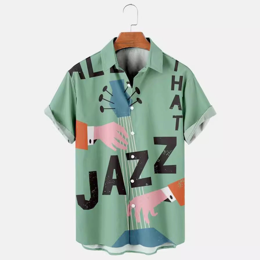 Men's Casual Fashion Shirt With A Jazz Theme