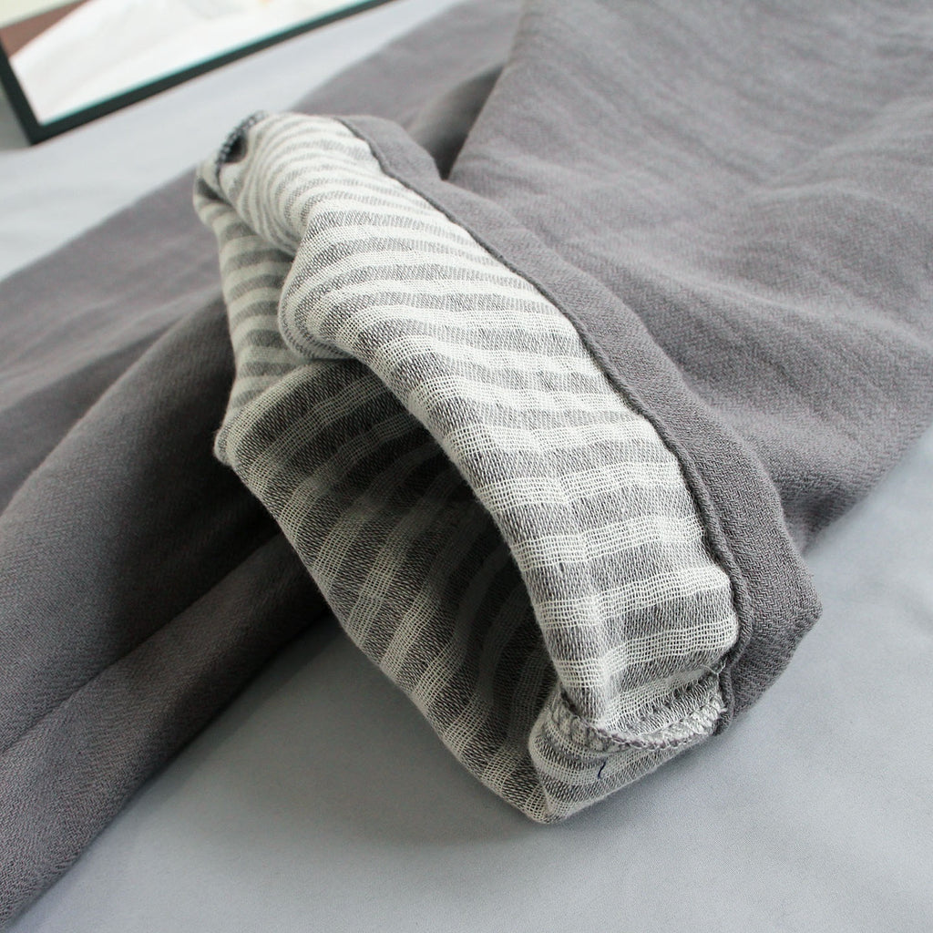 Men's Solid Color Pajama Pants Cotton Double-layer Gauze Loose