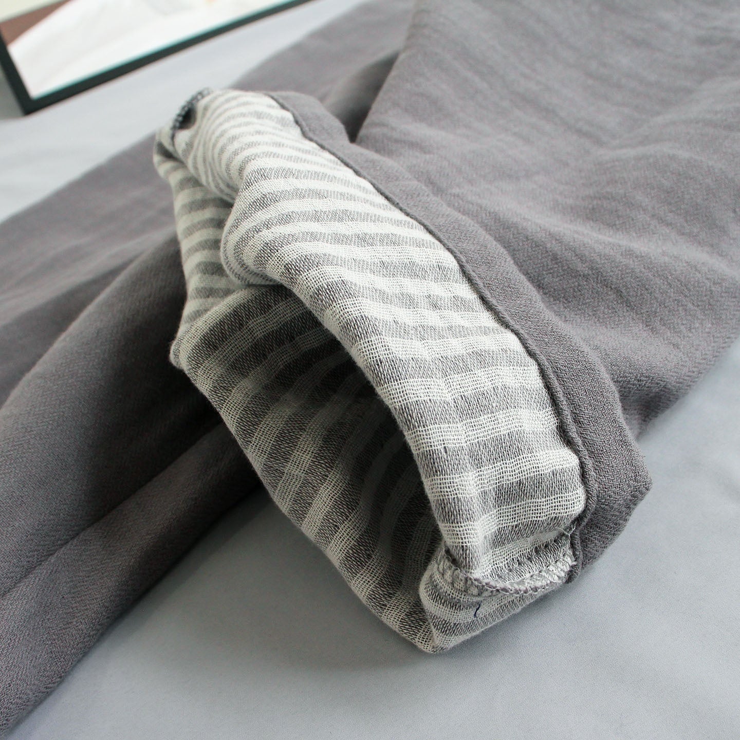 Men's Solid Color Pajama Pants Cotton Double-layer Gauze Loose