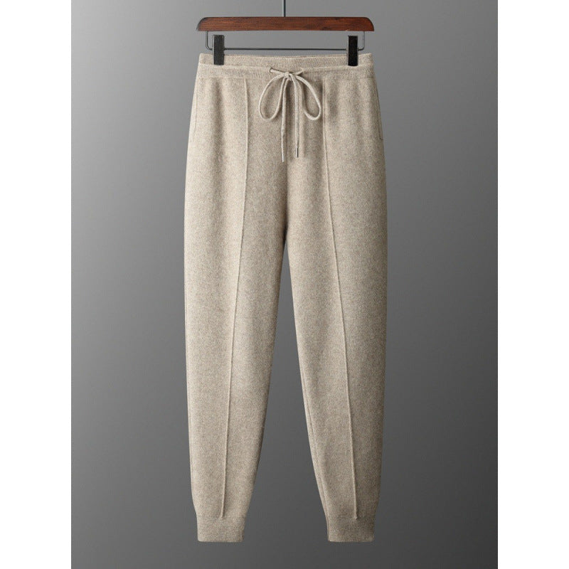 Men's Wool Mid-Seam Knitted Warm Cuffed Pants For Spring And Autumn Business Casual Wear