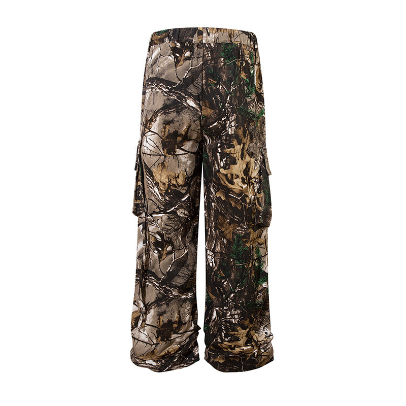 Retro Style Branches Camouflage Cargo Pants