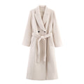 Women's Blend With Belt Long Overcoat Outerwear
