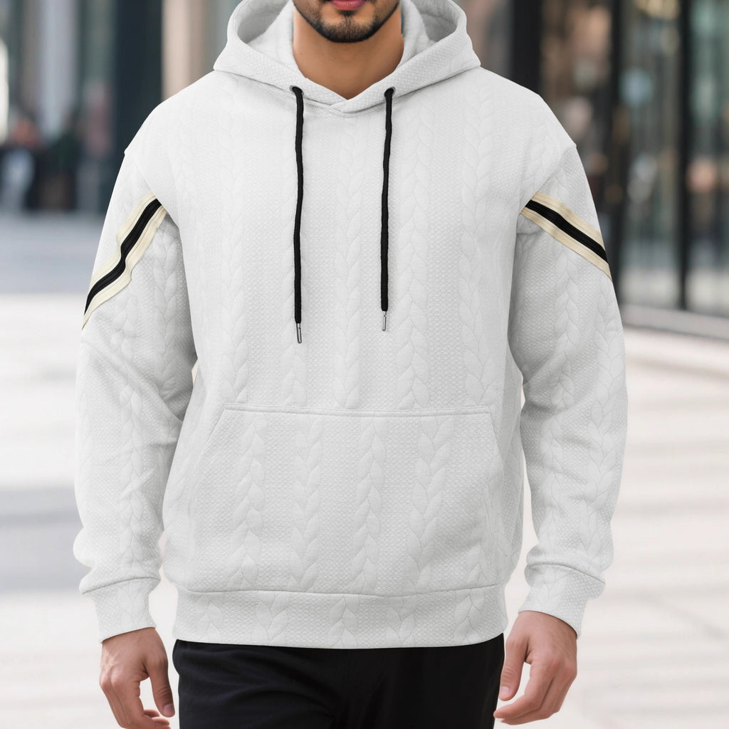 Jacquard-woven Thermal Outdoor Sports Trendy Hooded Hoodie For Men