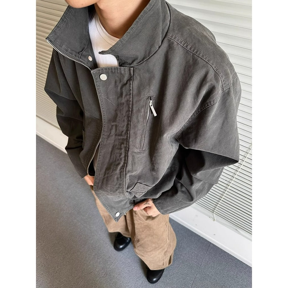Stand Collar Short Vintage Work Jacket