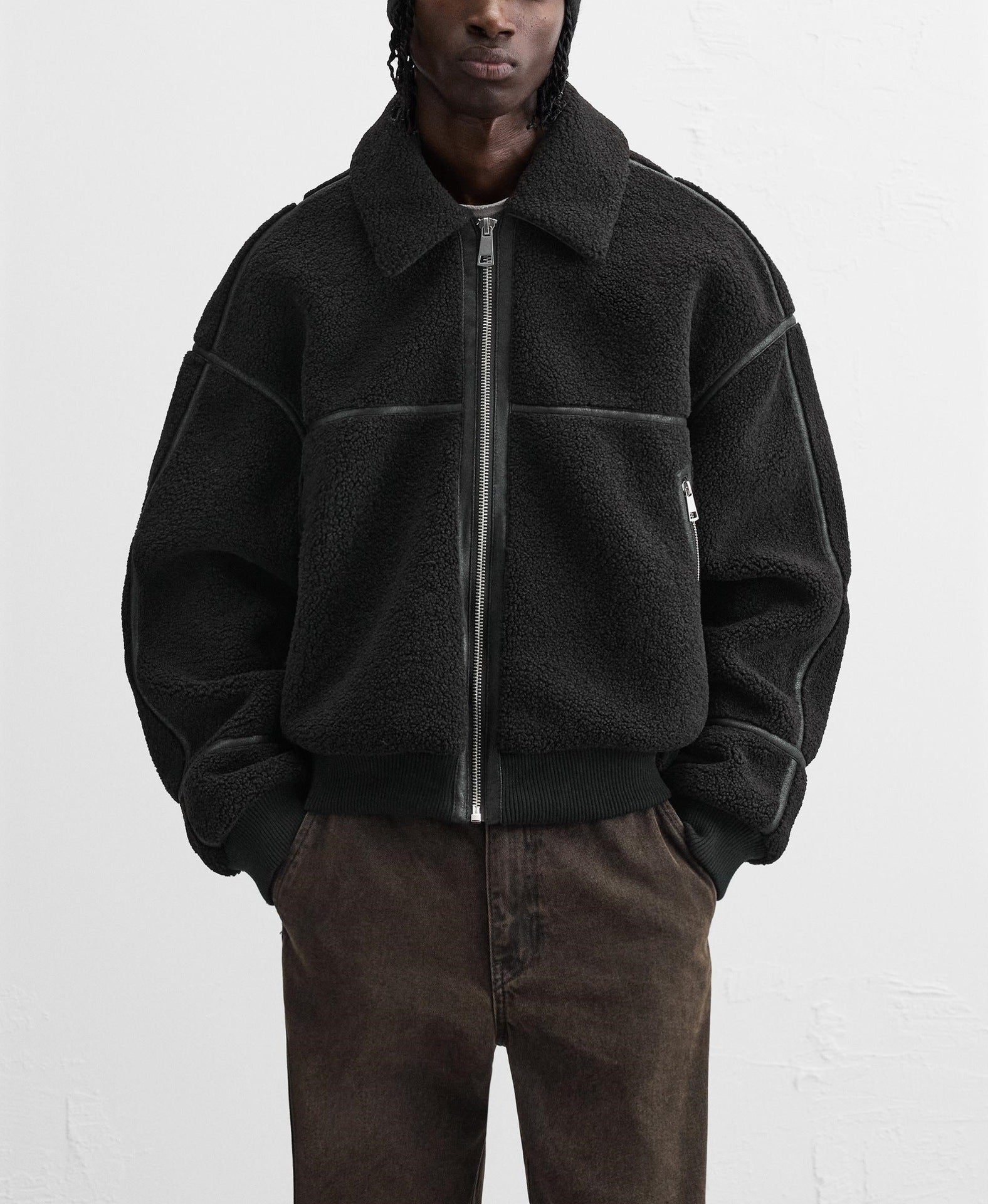 Men's Simple Lapel Fleece Jacket