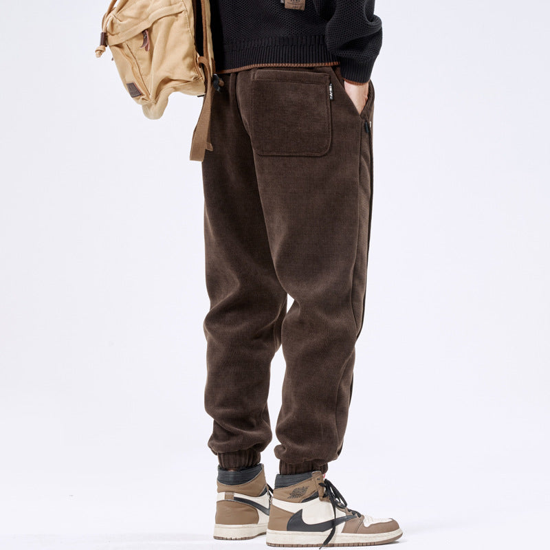 Autumn And Winter Ankle-tied Japanese Corduroy Retro Casual Sports Pants Men