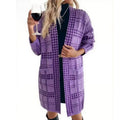 Women's Houndstooth Knitted Long Knitted Jacket