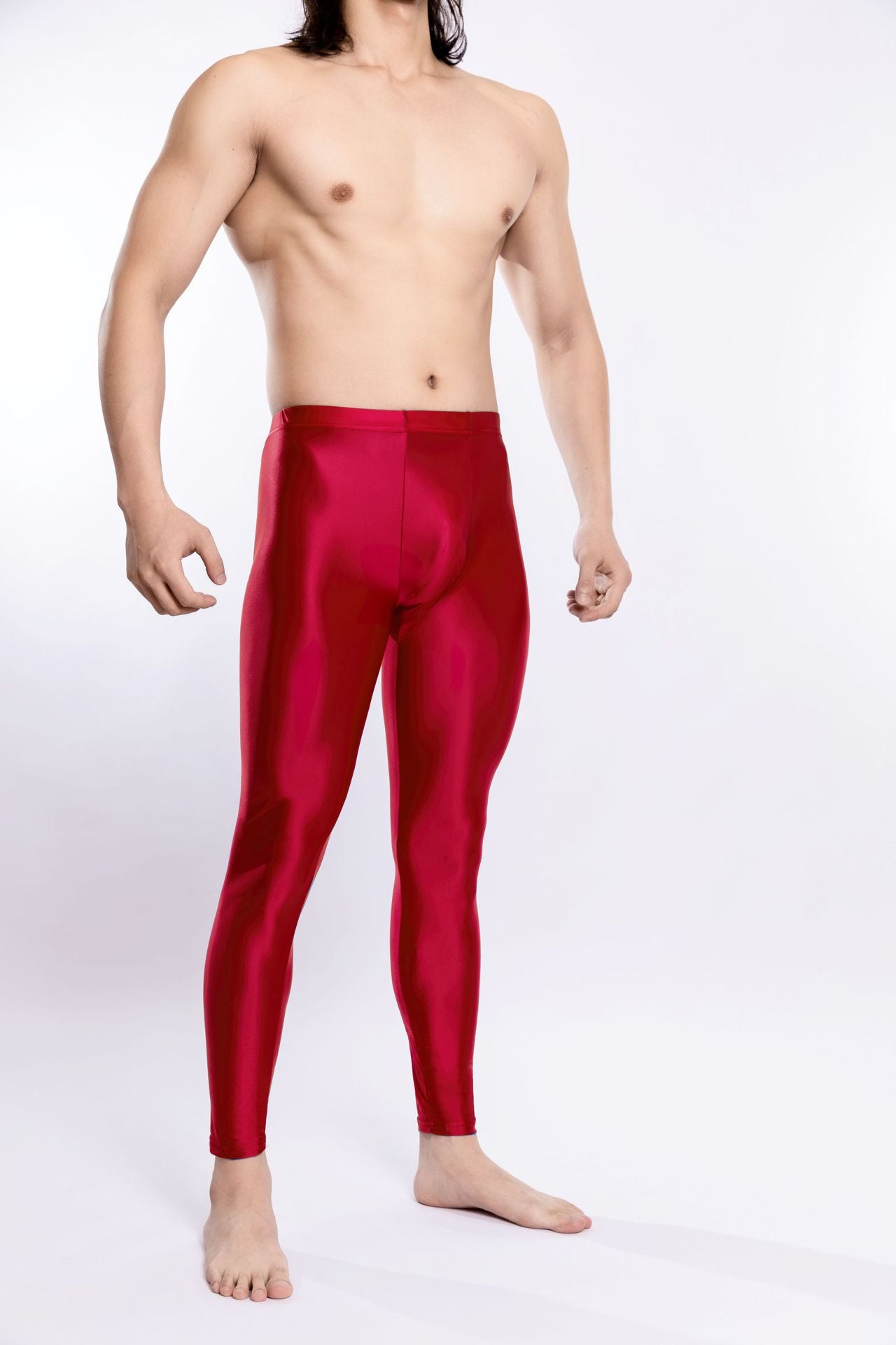 Glossy Silky Bodybuilding Ankle-length Pants