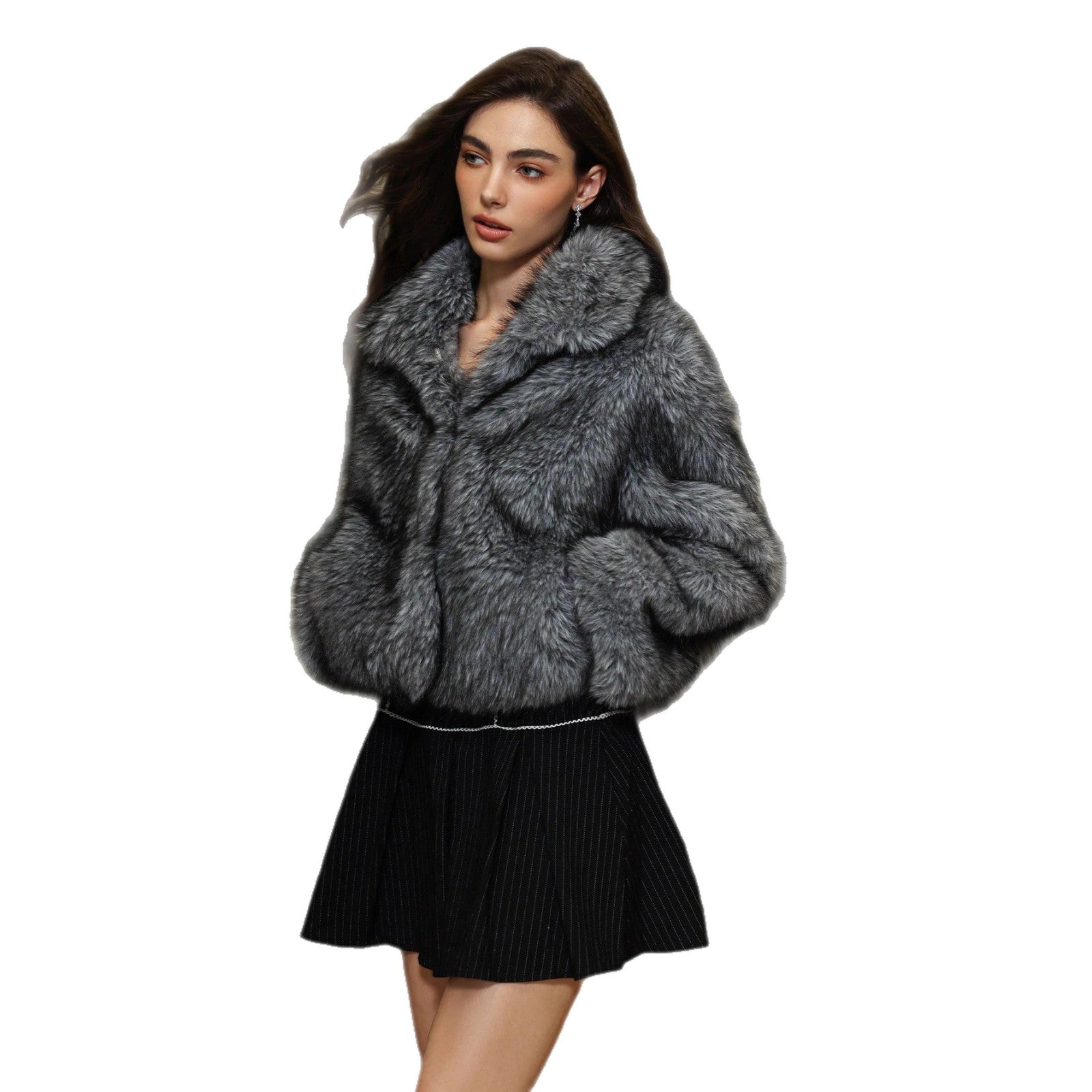 Women's Casual Versatile Collared Warm Fur Jacket