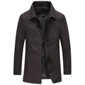 Fall Winter Men Polo Collar Solid Color Business Jacket Short Button Lightweight Coat