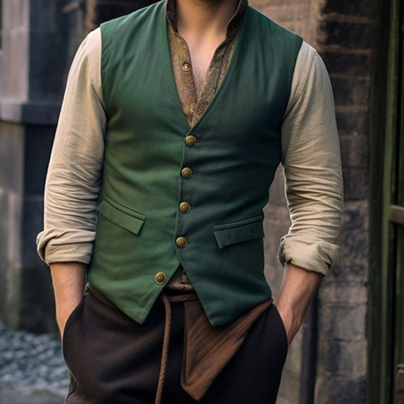 Autumn And Winter Suit Vest Man Retro European Single-breasted Casual