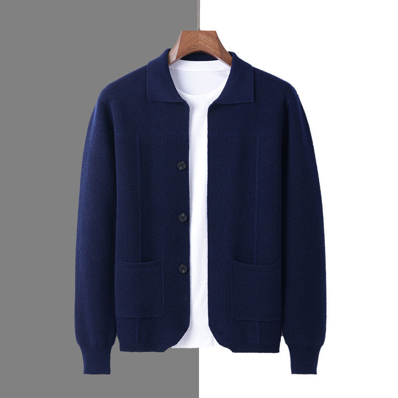Sweater Men's Lapel Cardigan Pocket