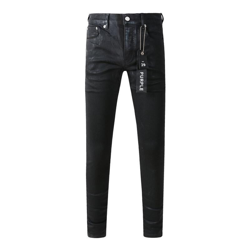 Foreign Trade Trend New Purple Black Slim Fit Button Jeans