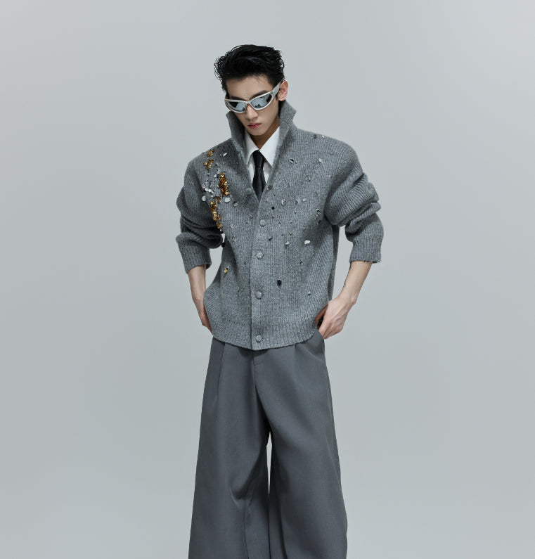 Niche Liquid Metal Design High Street Sense Padded Shoulder Coat Men And Women Short Lapel Ruan Shuai Loose Jacket Fashion Brand