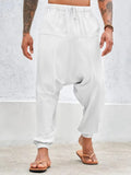 Summer Breathable Cuffed Pants Beach Straight-leg Pants Solid Color