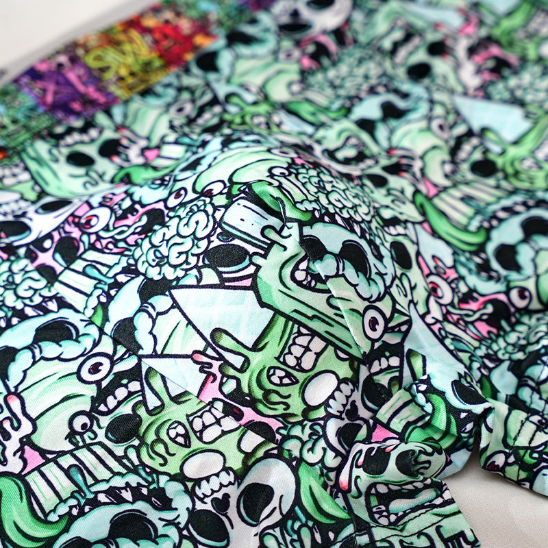 Men's Printed Skull Breathable Boxer Shorts