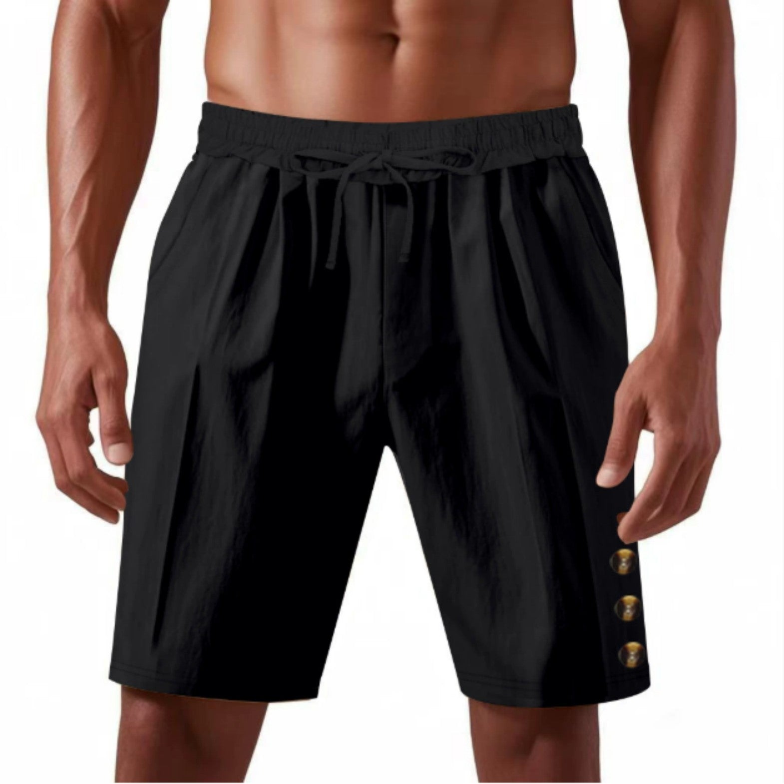 Men's Loose Linen Beach Casual Solid Color American Shorts