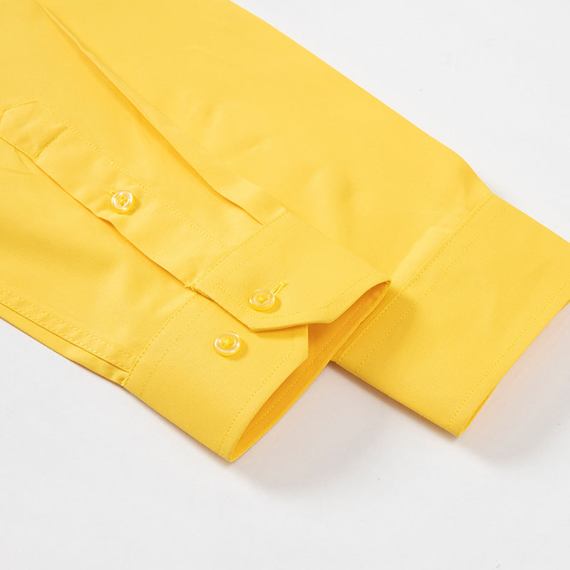 Solid Color Long Sleeve Men's Shirt Black Casual New Fashion