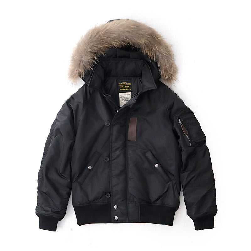 Jacket Men's Retro Short Thick Fur Collar