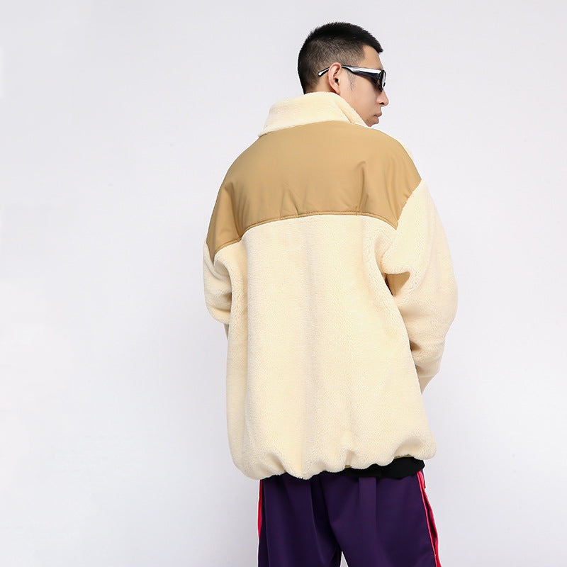 Autumn Winter Assorted Colors Large Pocket Lamb Wool Coat For Men