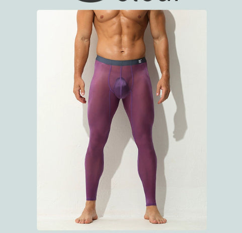 Men's Ultra-Thin Sexy Ice Silk Leggings