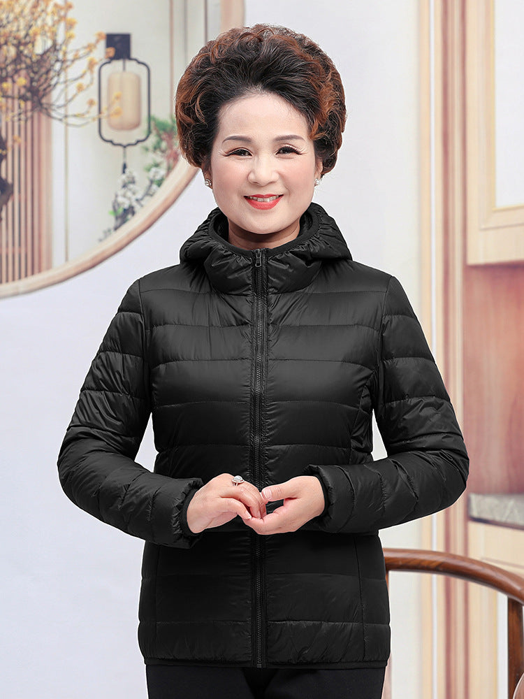Light White Duck Down Mother Down Jacket Women's Short Chic Coat