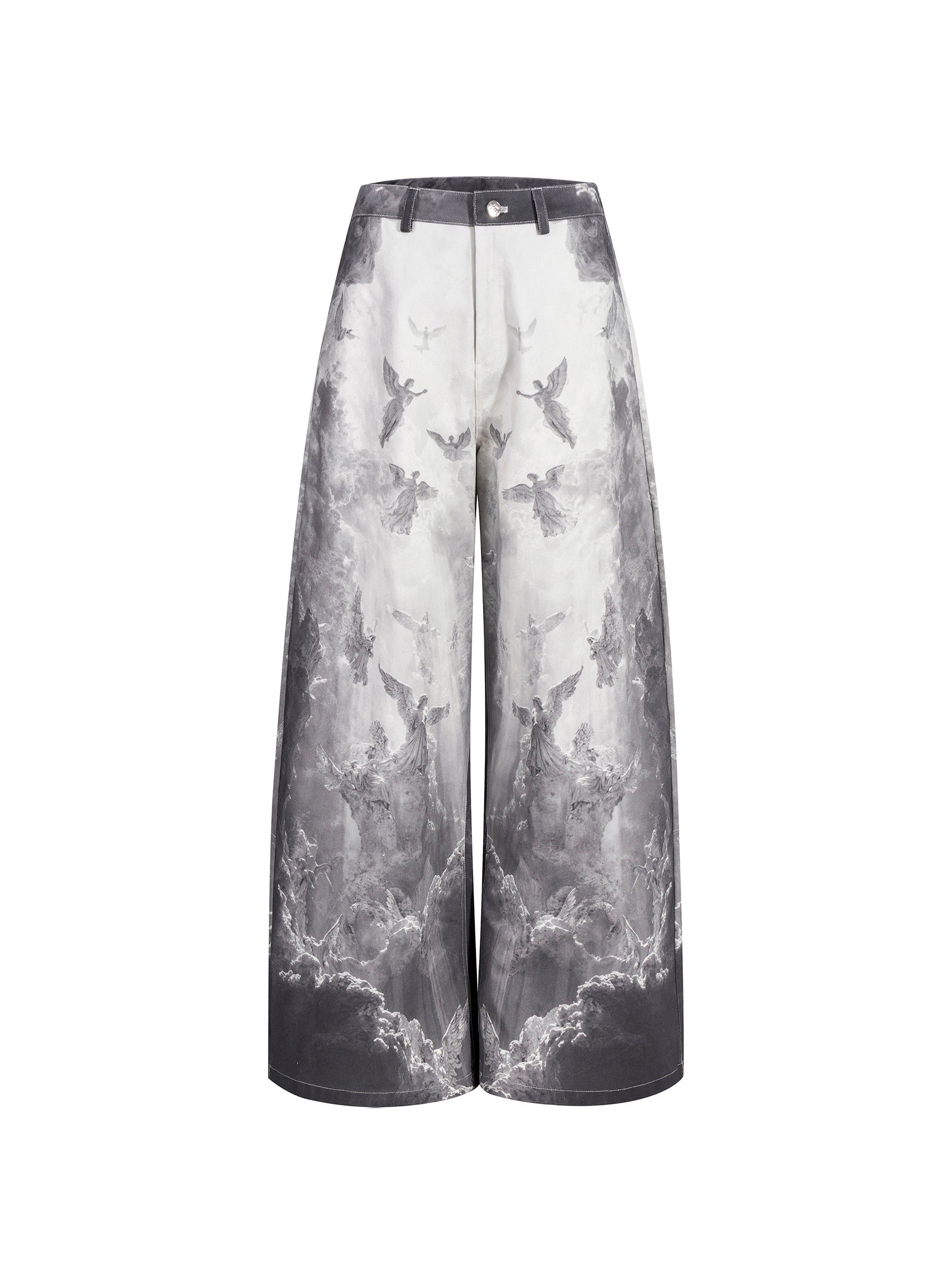 Vintage Rainbow-coated Trompe L'oeil Painted Distressed Straight-leg Jeans