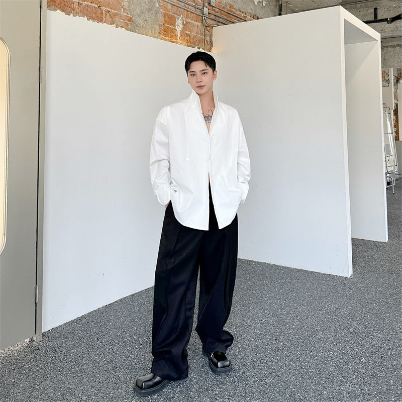 Design Sense Stand Collar Stiff Shirt Jacket