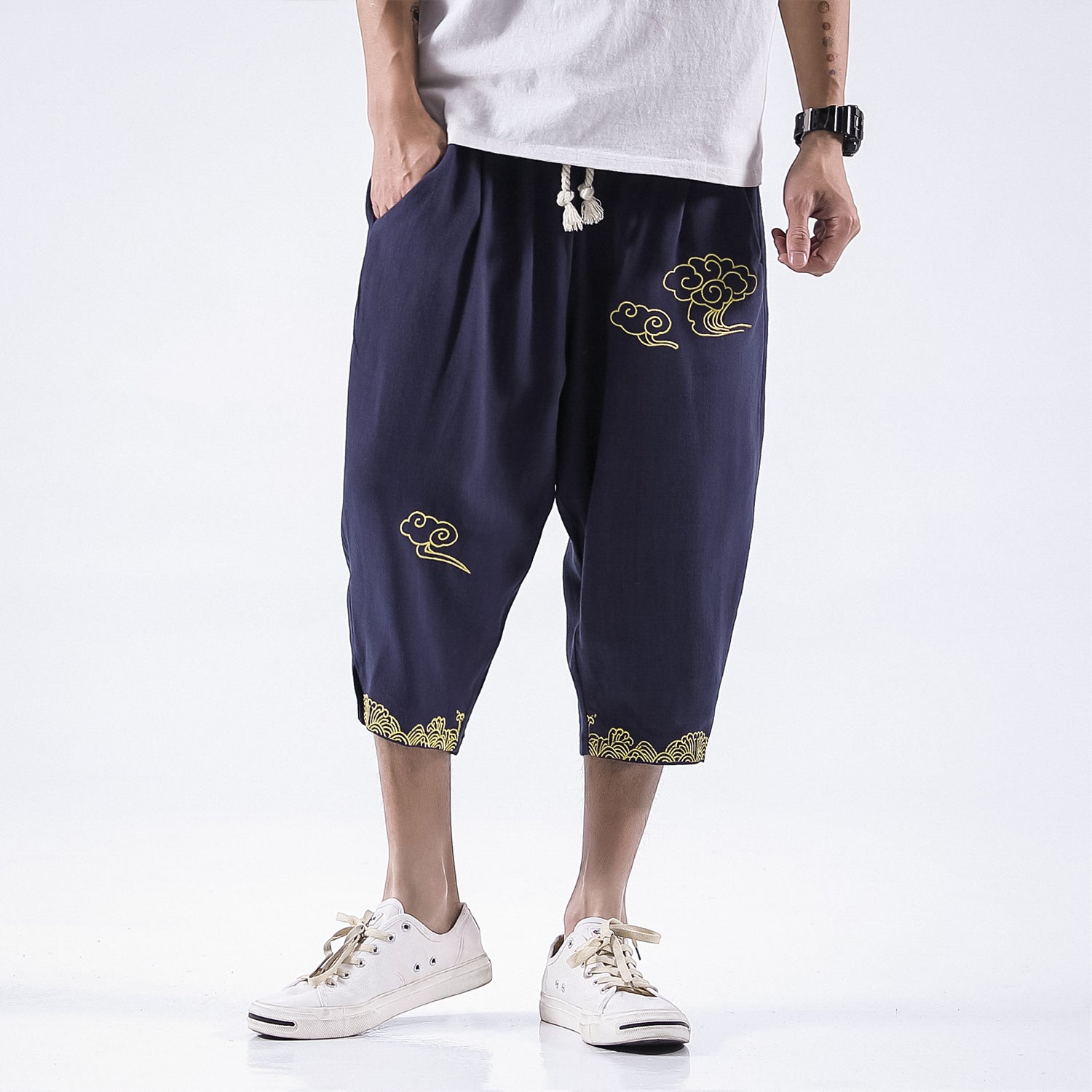 Xiangyun Embroidered Loose Wide-leg Pants