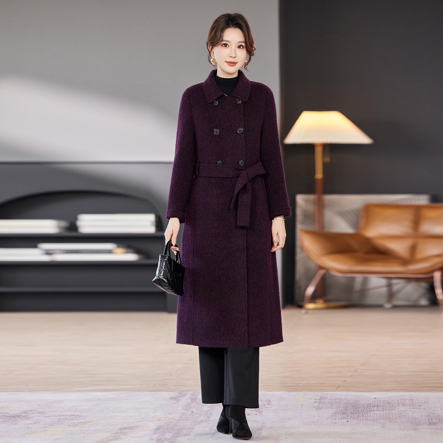 Double-breasted Over-the-knee Fashion Zero Cashmere Coat