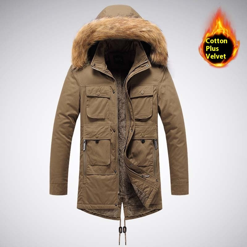 Autumn And Winter Jacket Men's Velvet Thermal And Thickening Cotton-padded Coat