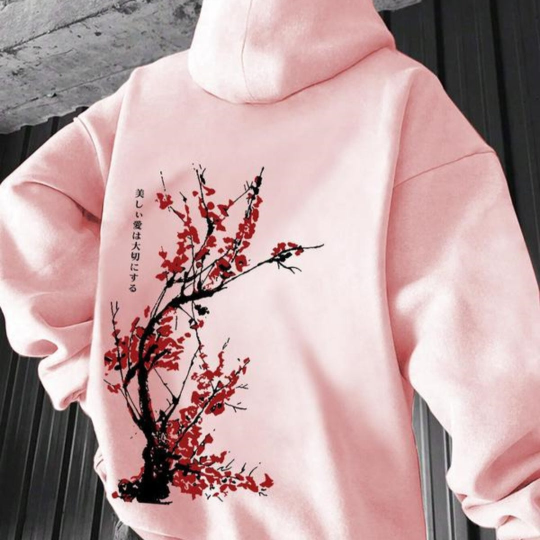 Men's Casual Printed Top Loose-fitting Hooded Sweatshirt