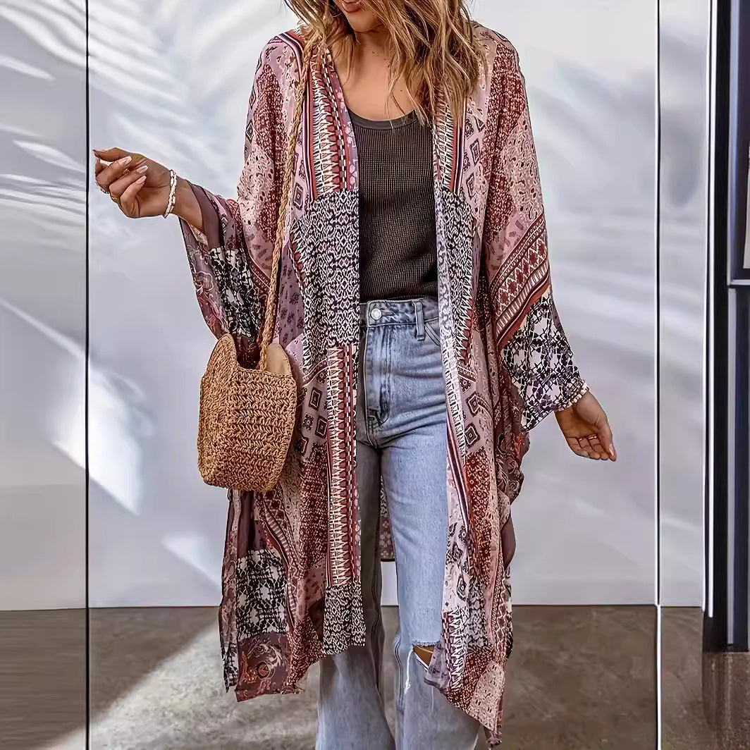 Bohemian Cardigan Aztec Printed Bat Cloak