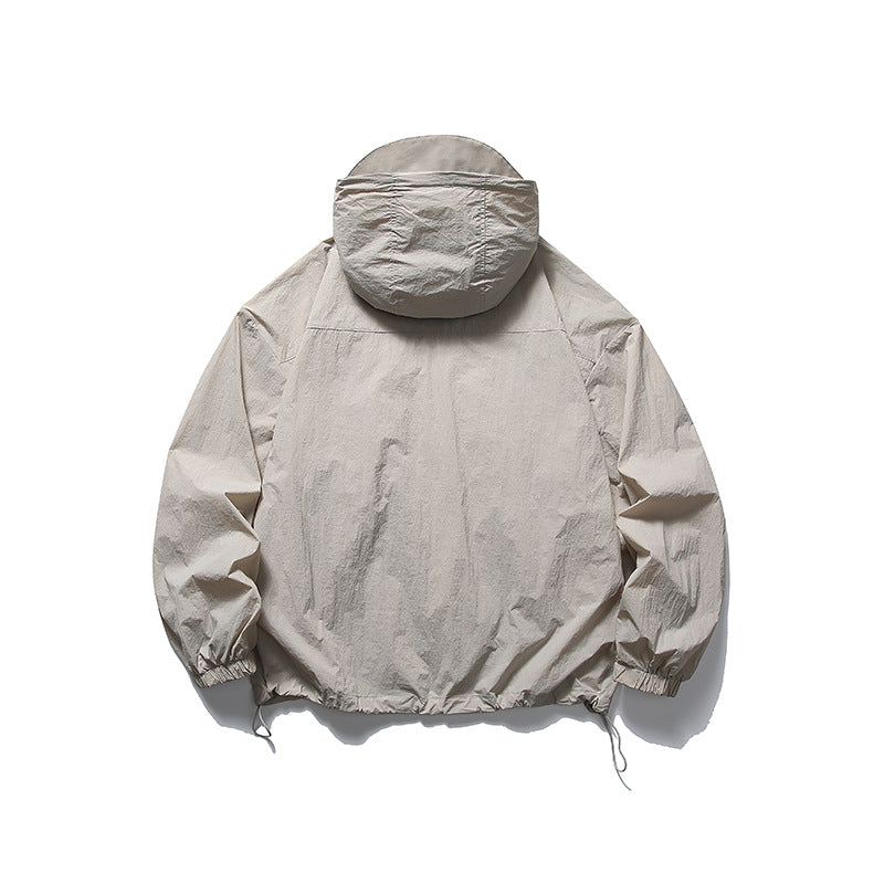 Outdoor Sun Protection Ice Silk Hooded Wind Shield Neutral Loose Coat