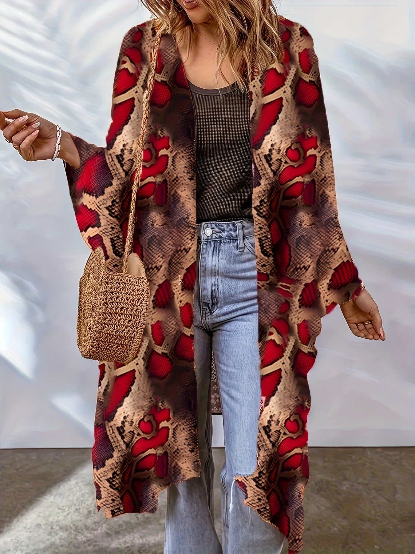Bohemian Cardigan Aztec Printed Bat Cloak