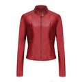Women's Short Slim-fit Leather Coat