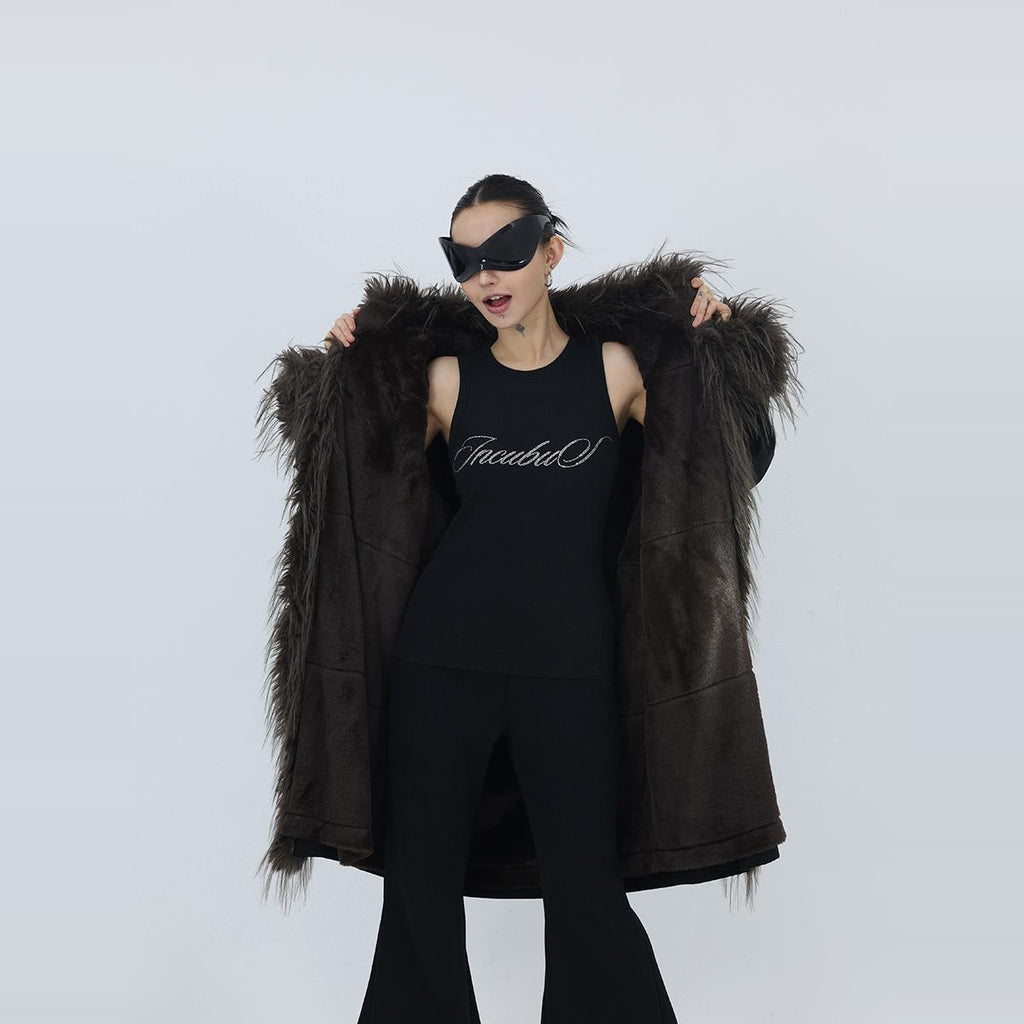 Female Plush Inner Stand Collar Black Cotton Jacket