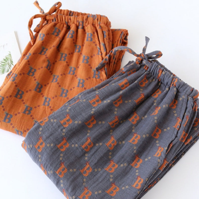 Vintage Jacquard Cotton Men's Yarn-dyed Pajama Pants